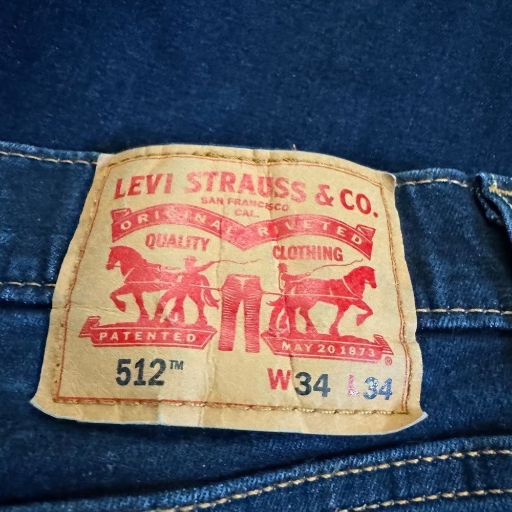 Levi’s 512 Slim Taper Jeans Men’s 34x34 Dark Wash Blue - Picture 3 of 4